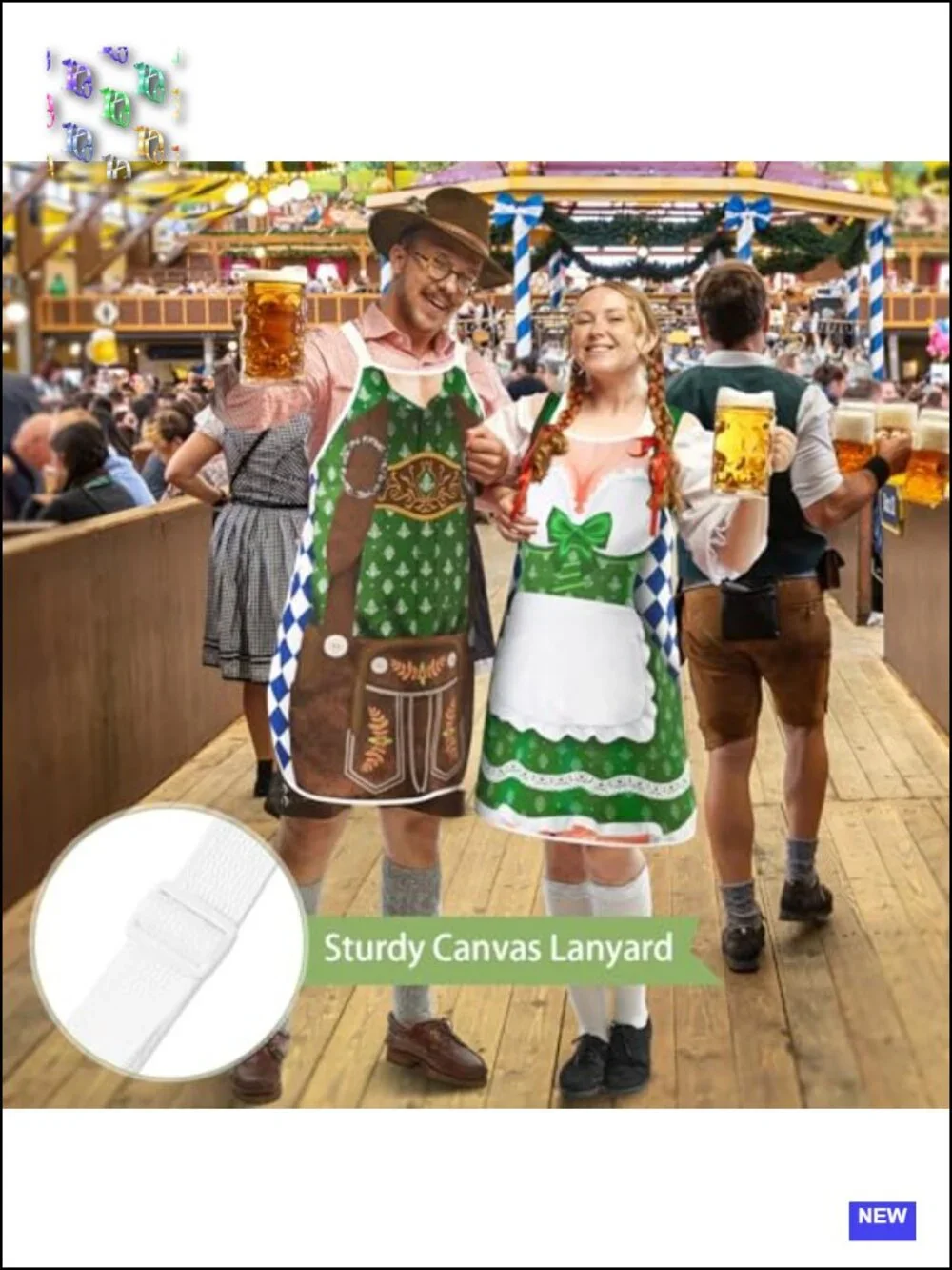 Oktoberfest German Apron 2-Pack Polyester Set for Cooking BBQ Party